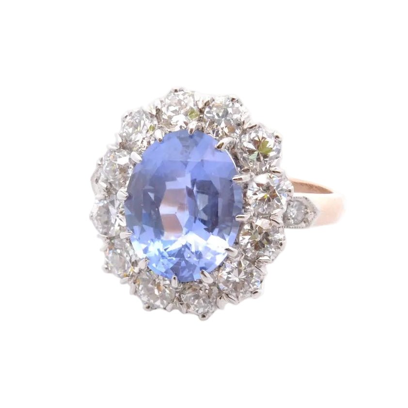 Bague Entourage en or jaune, platine, saphir et diamants - Castafiore