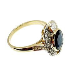 Bague Entourage en or jaune, platine saphir et diamants - Castafiore