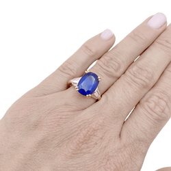 Bague Entourage en or jaune, platine, saphir et diamants - Castafiore