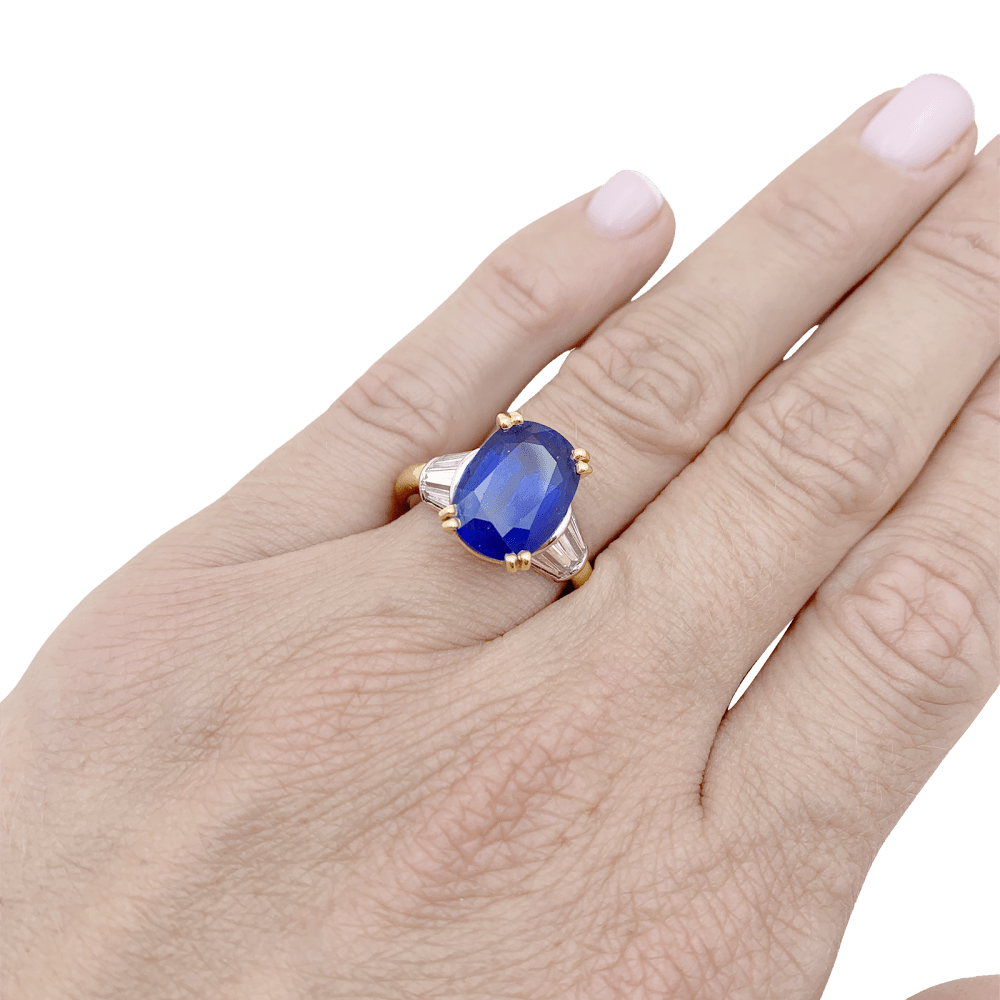 Bague Entourage en or jaune, platine, saphir et diamants - Castafiore