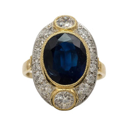 Bague Entourage en or jaune, platine saphir et diamants - Castafiore