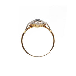 Bague Entourage en or jaune, platine, saphir et diamants - Castafiore