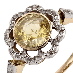 Bague Entourage en or jaune, platine, saphir et diamants - Castafiore