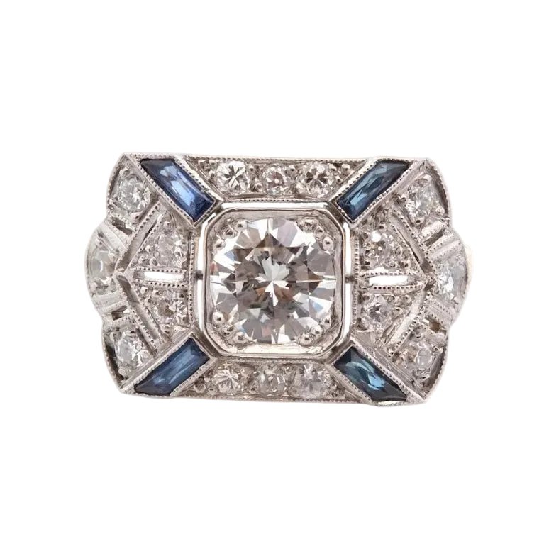 Bague Entourage en or jaune, platine, saphirs et diamants - Castafiore