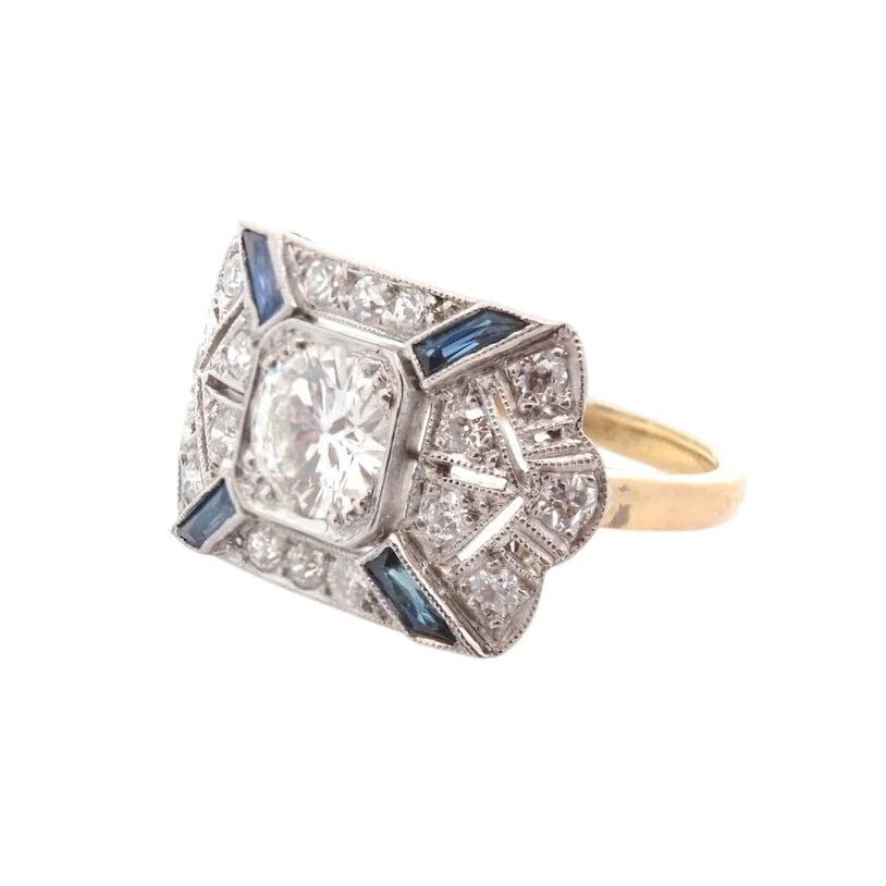Bague Entourage en or jaune, platine, saphirs et diamants - Castafiore