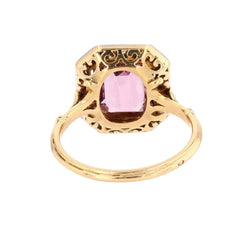 Ring pink spinel diamonds art deco
