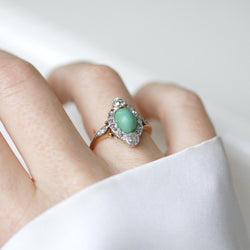 Bague Entourage en or jaune, platine, turquoise et diamants - Castafiore