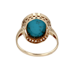 Bague Entourage en or jaune, platine, turquoise et diamants - Castafiore