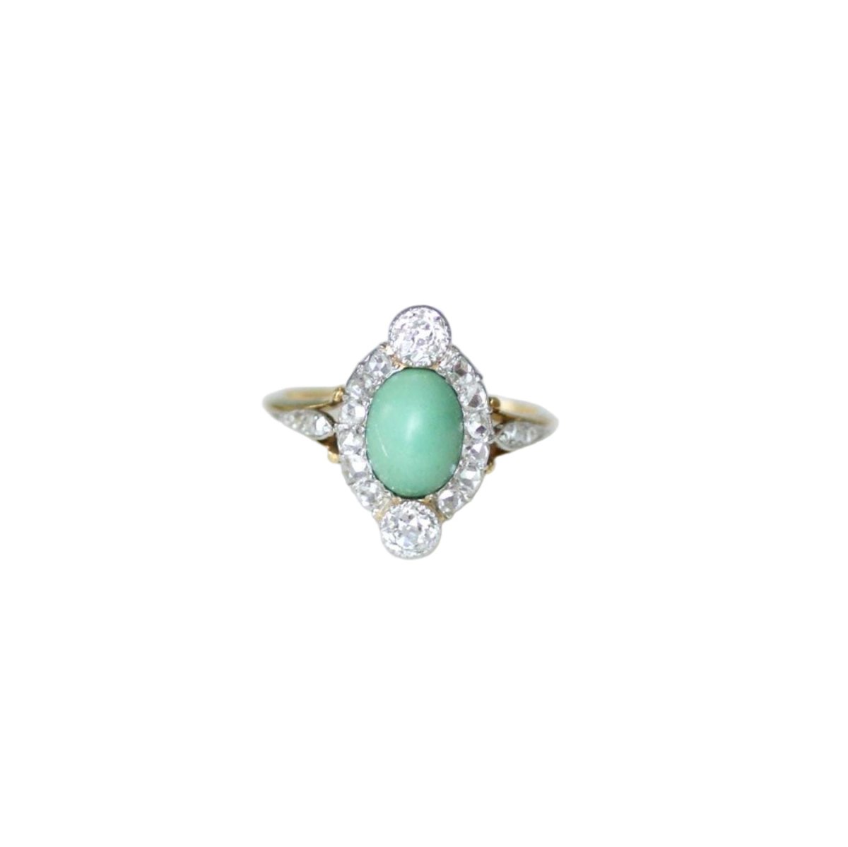 Bague Entourage en or jaune, platine, turquoise et diamants - Castafiore
