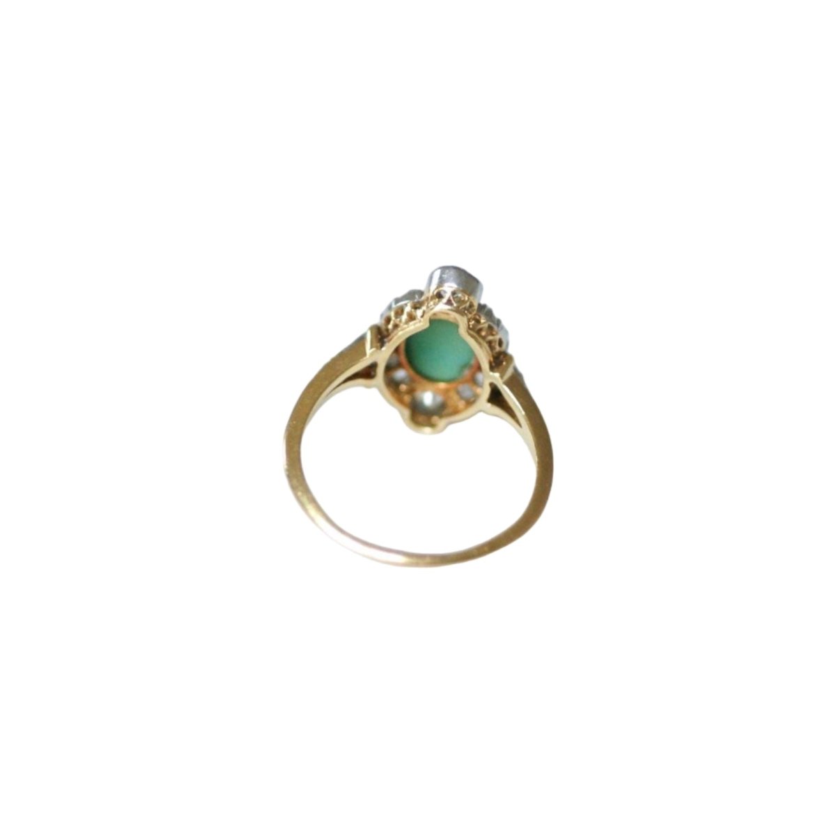 Bague Entourage en or jaune, platine, turquoise et diamants - Castafiore