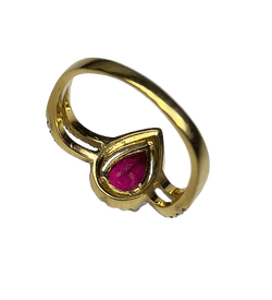 Bague Entourage en or jaune, rubellite tourmaline et diamants - Castafiore