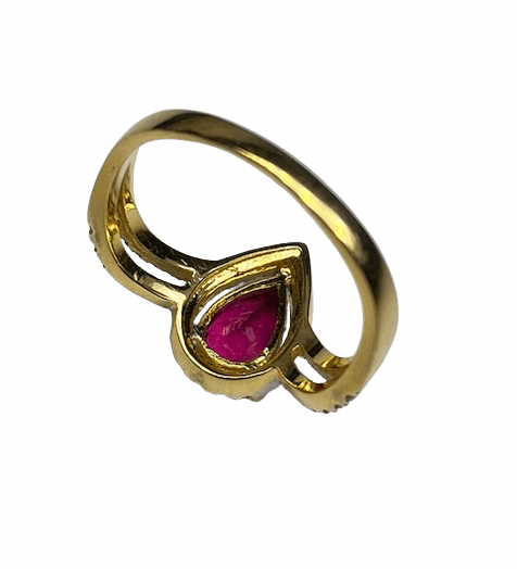 Bague Entourage en or jaune, rubellite tourmaline et diamants - Castafiore