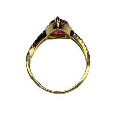 Bague Entourage en or jaune, rubellite tourmaline et diamants - Castafiore