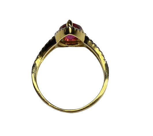 Bague Entourage en or jaune, rubellite tourmaline et diamants - Castafiore