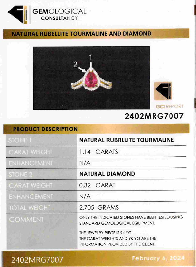 Bague Entourage en or jaune, rubellite tourmaline et diamants - Castafiore