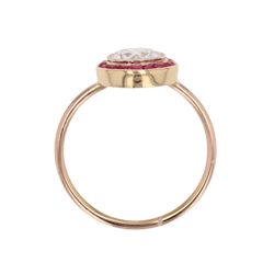 Bague Entourage en or jaune, rubis et diamant - Castafiore