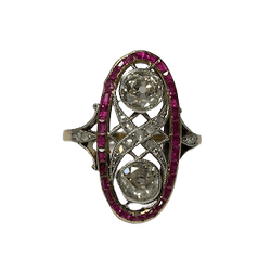 Bague Entourage en or jaune, rubis et diamants - Castafiore