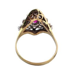 Bague Entourage en or jaune, rubis et diamants - Castafiore