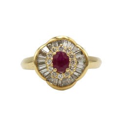 Bague Entourage en or jaune, rubis et diamants - Castafiore