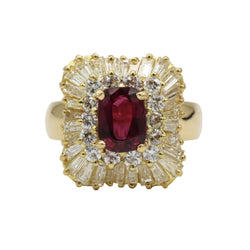 Bague Entourage en or jaune, rubis et diamants - Castafiore
