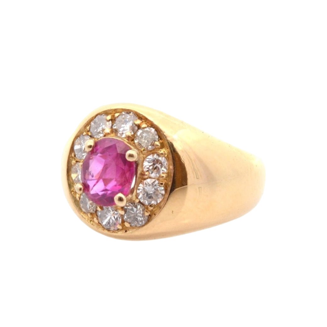 Bague Entourage en or jaune, rubis et diamants - Castafiore