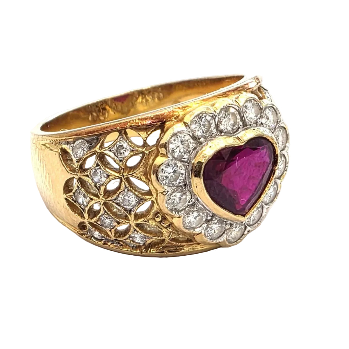Bague Entourage en or jaune, rubis et diamants - Castafiore