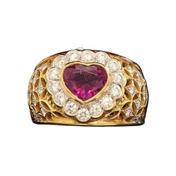 Bague Entourage en or jaune, rubis et diamants - Castafiore