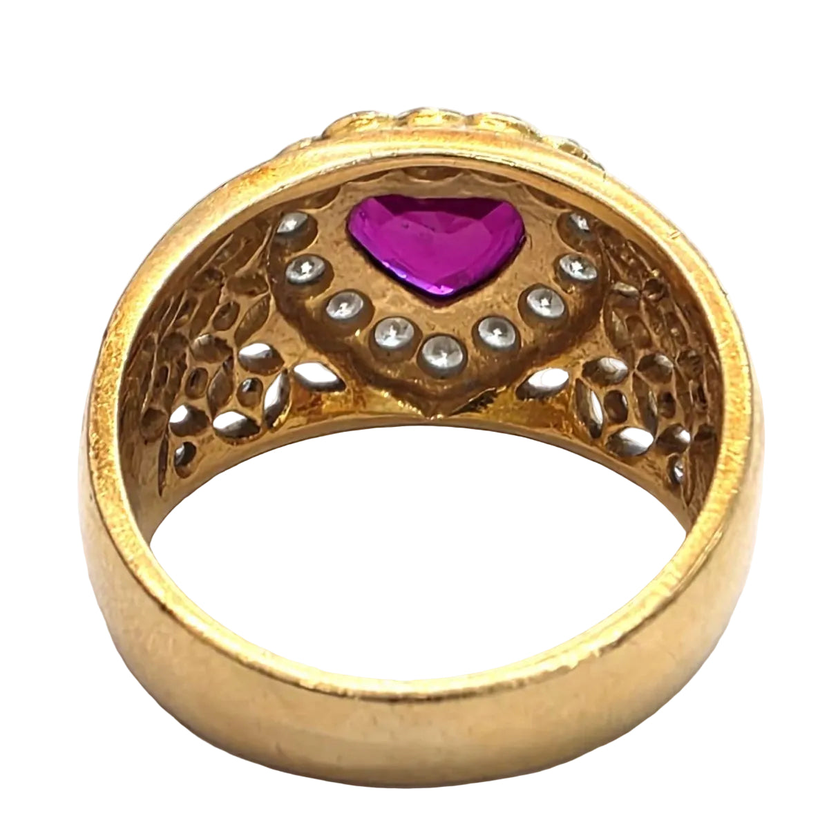 Bague Entourage en or jaune, rubis et diamants - Castafiore