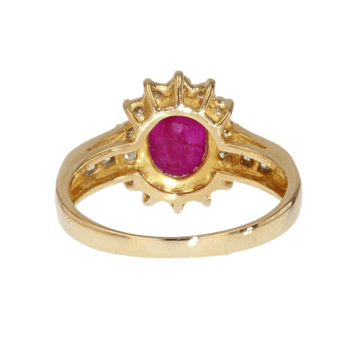 Bague Entourage en or jaune, rubis et diamants - Castafiore