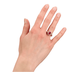 Bague Entourage en or jaune, rubis et diamants - Castafiore