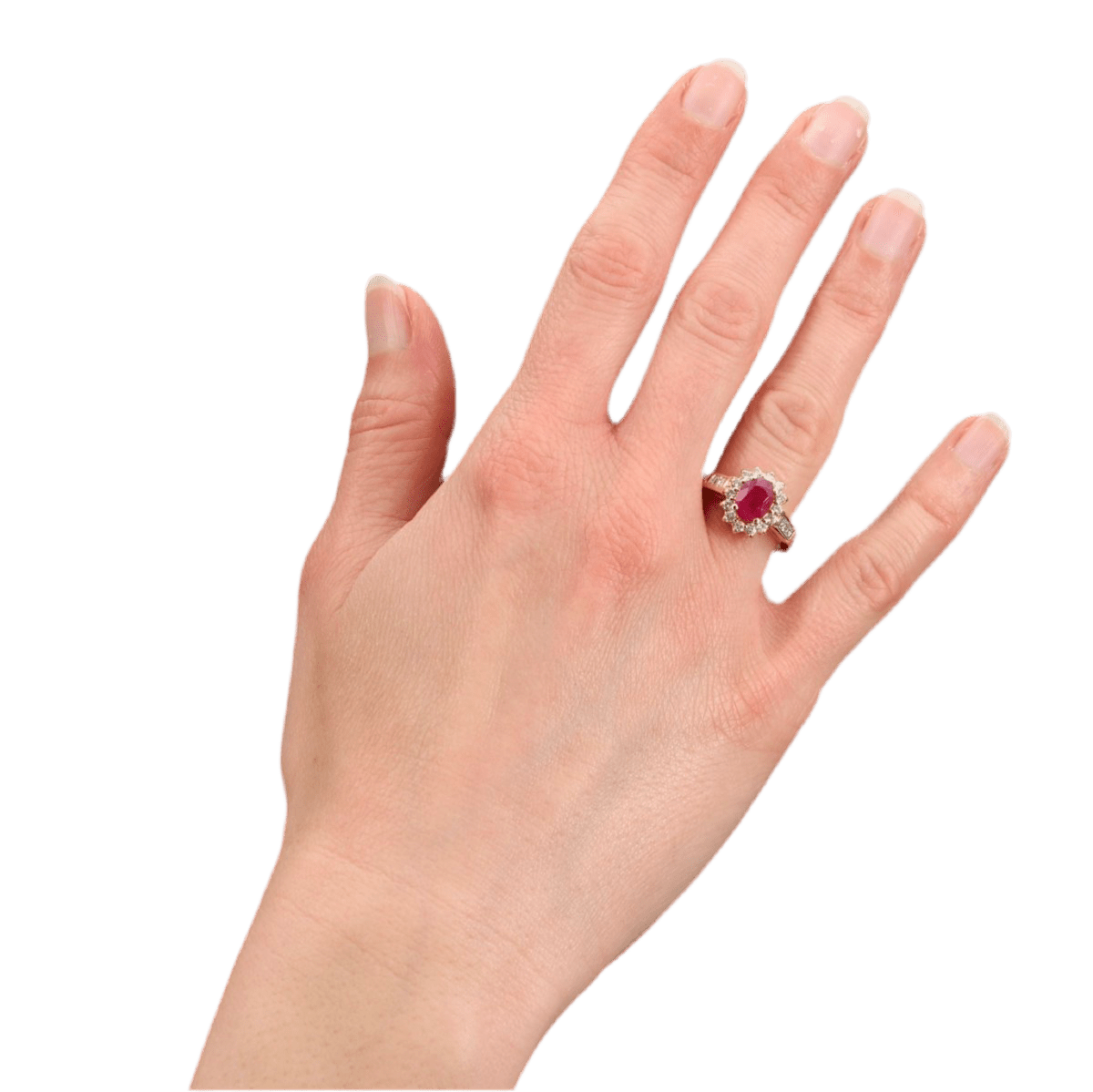 Bague Entourage en or jaune, rubis et diamants - Castafiore