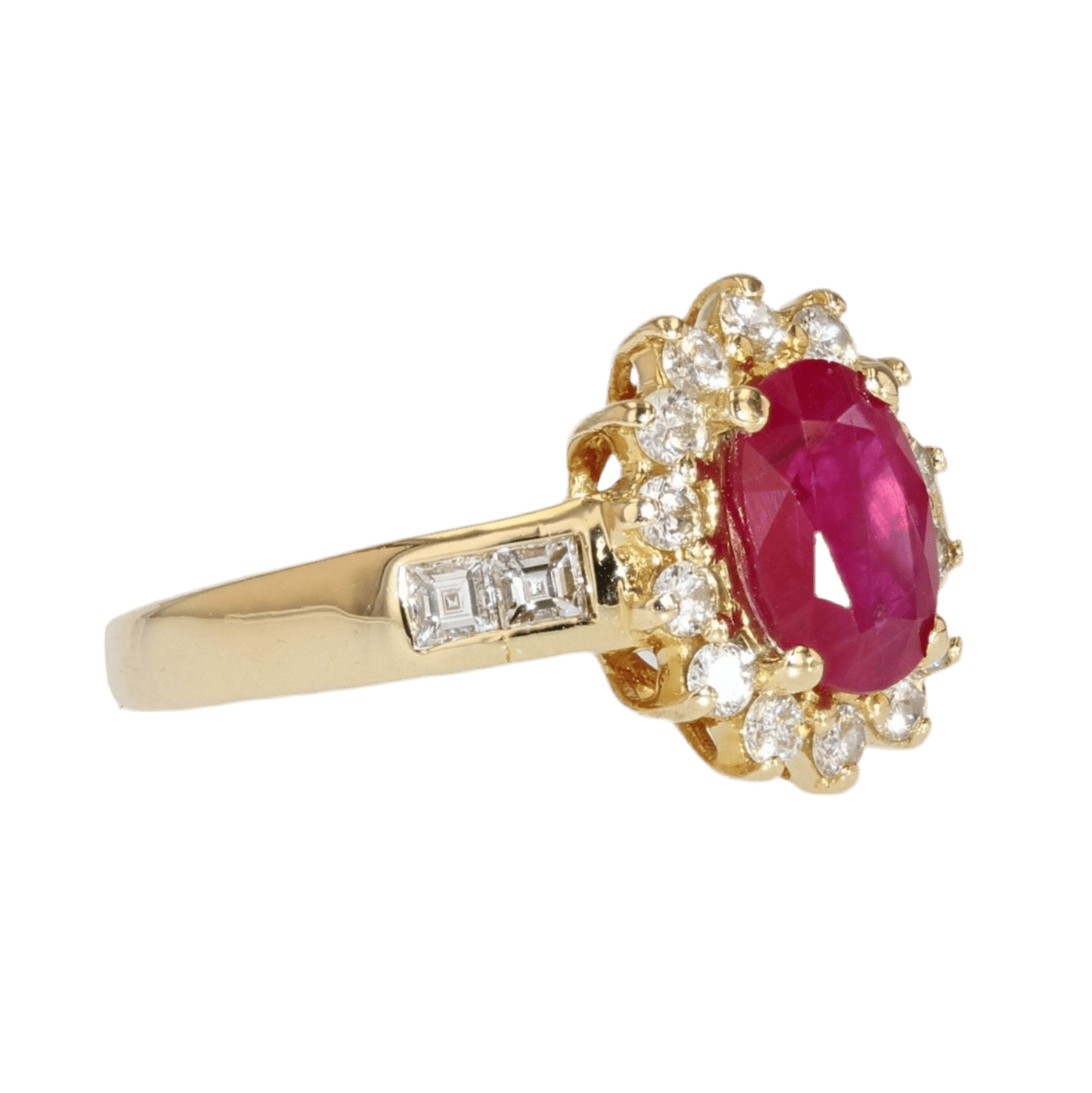Bague Entourage en or jaune, rubis et diamants - Castafiore