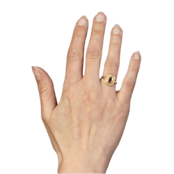 Bague Entourage en or jaune, rubis et diamants - Castafiore