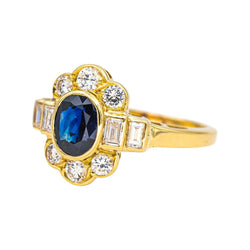 Bague Entourage en or jaune, saphir et diamants - Castafiore