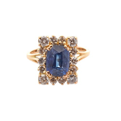 Bague Entourage en or jaune, saphir et diamants - Castafiore