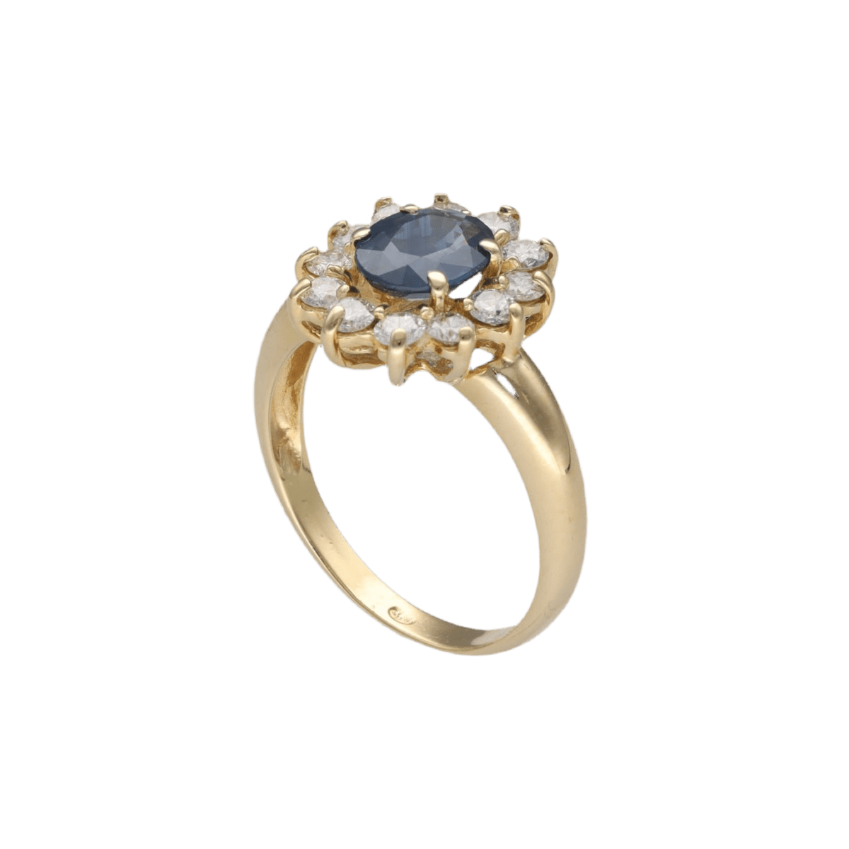 Bague Entourage en or jaune, saphir et diamants - Castafiore