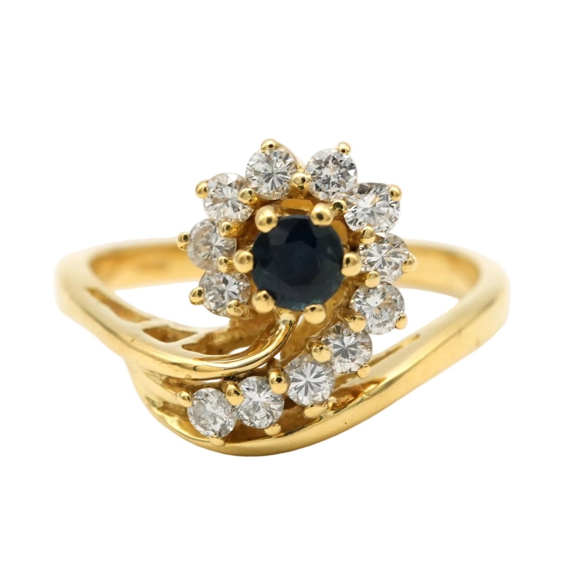 Bague Entourage en or jaune, saphir et diamants - Castafiore