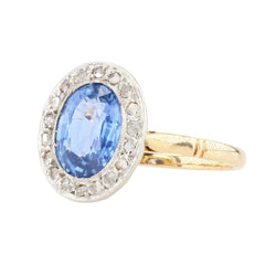 Bague Entourage en or jaune, saphir et diamants - Castafiore