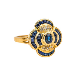 Bague Entourage en or jaune, saphir et diamants - Castafiore