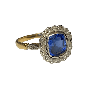 Bague Entourage en or jaune, saphir et diamants - Castafiore