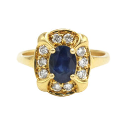 Bague Entourage en or jaune, saphir et diamants - Castafiore
