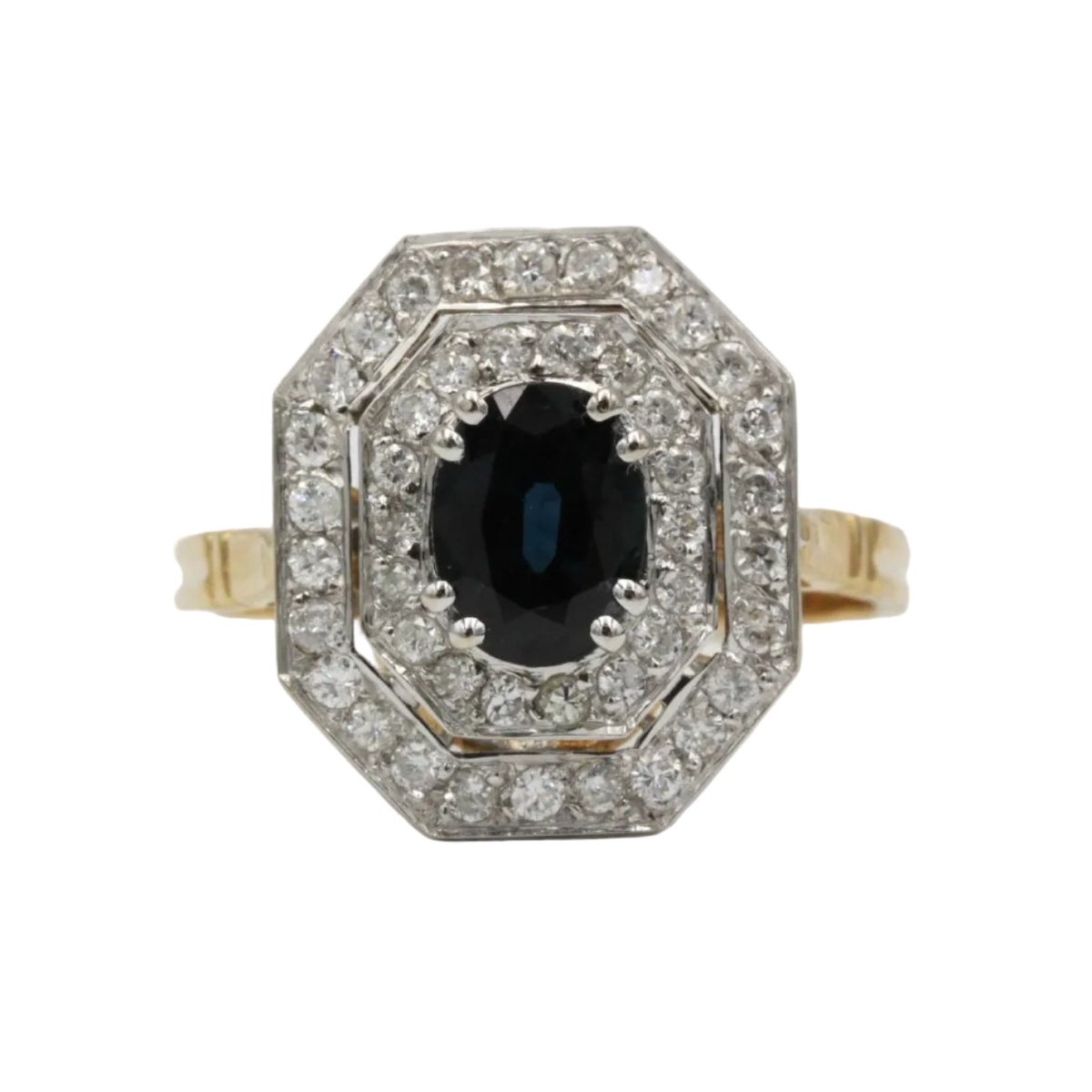 Bague Entourage en or jaune, saphir et diamants - Castafiore