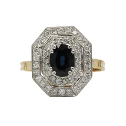 Bague Entourage en or jaune, saphir et diamants - Castafiore