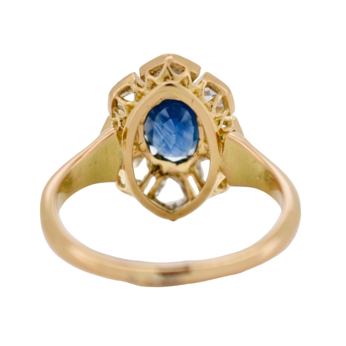 Bague Entourage en or jaune, saphir et diamants - Castafiore