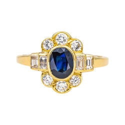 Bague Entourage en or jaune, saphir et diamants - Castafiore