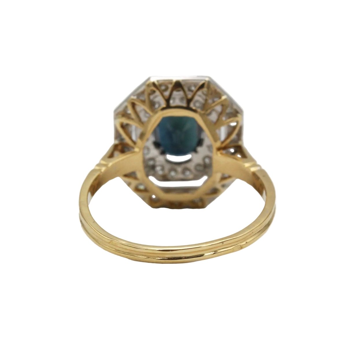 Bague Entourage en or jaune, saphir et diamants - Castafiore