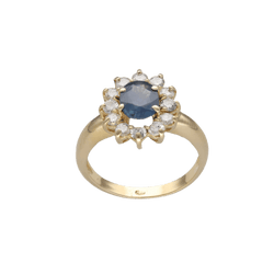 Bague Entourage en or jaune, saphir et diamants - Castafiore