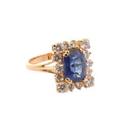 Bague Entourage en or jaune, saphir et diamants - Castafiore