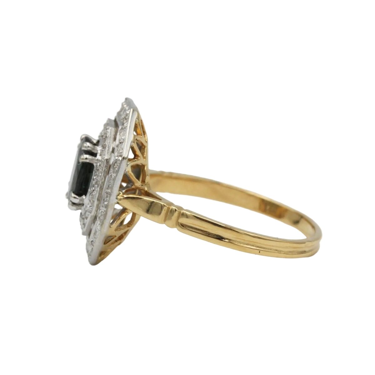 Bague Entourage en or jaune, saphir et diamants - Castafiore