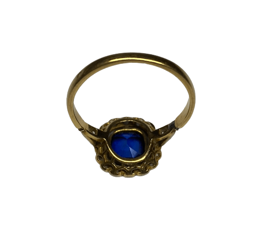 Bague Entourage en or jaune, saphir et diamants - Castafiore